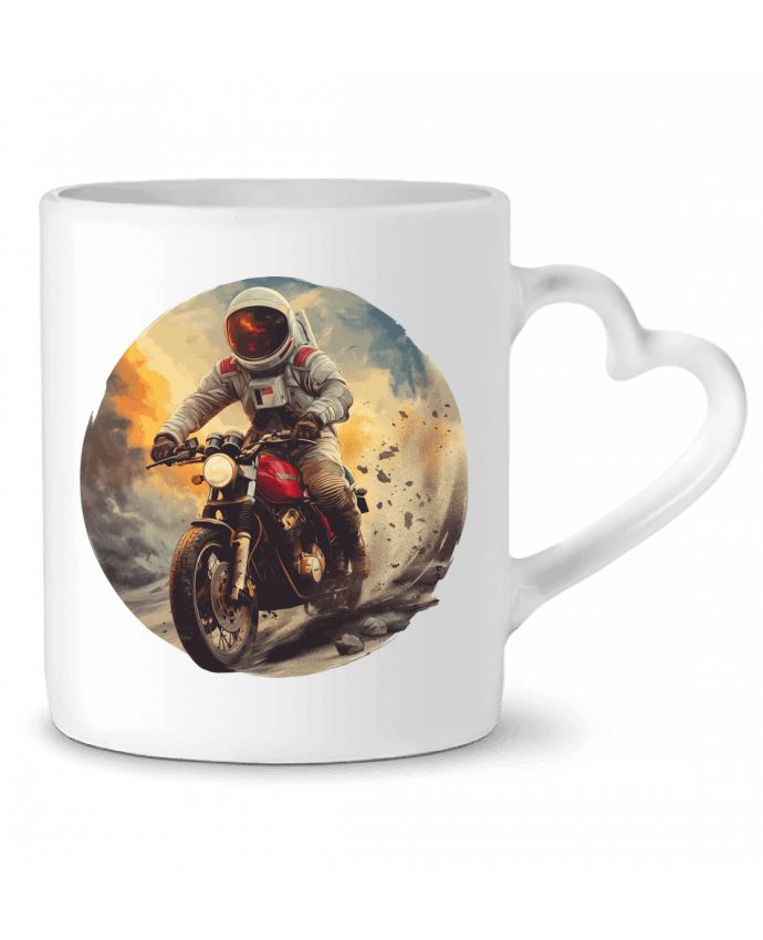 Mug coeur Un astronaute sur une moto par KronoArt