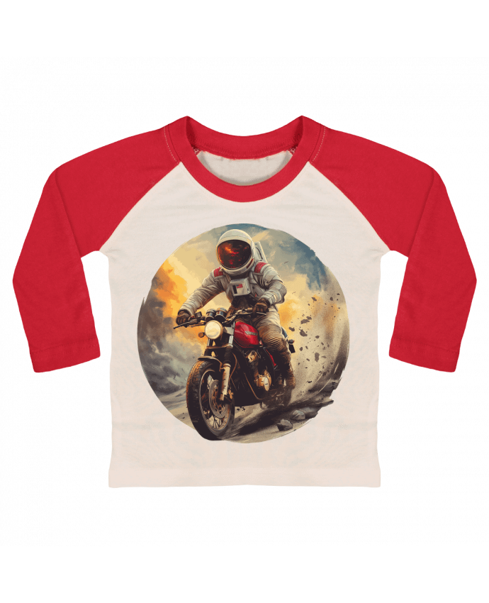 Tee-shirt Bébé Baseball ML Un astronaute sur une moto par KronoArt