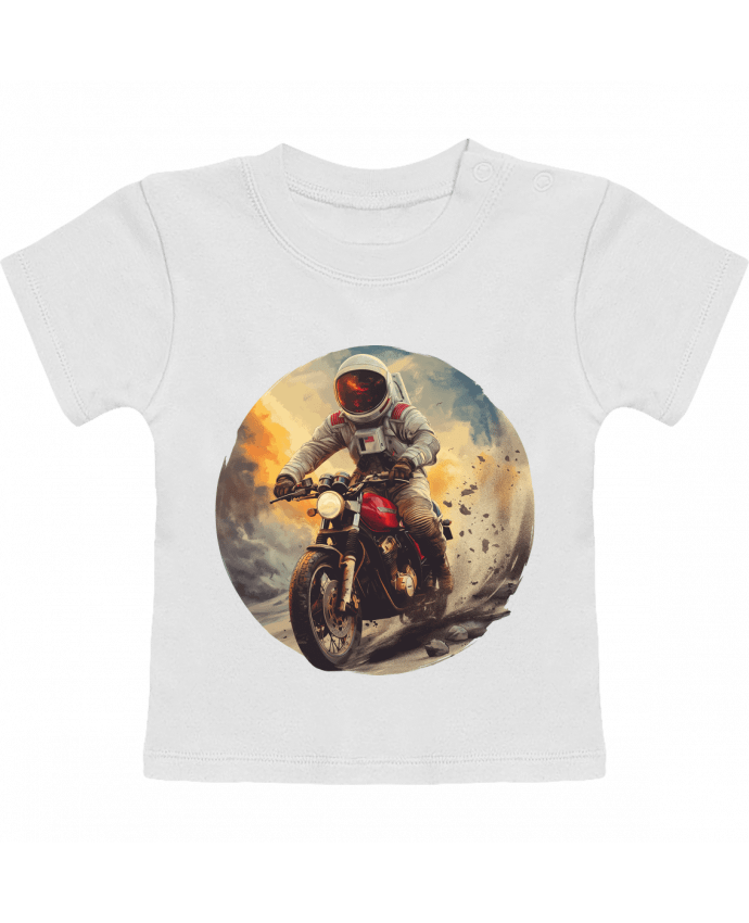 T-shirt bébé Un astronaute sur une moto manches courtes du designer KronoArt