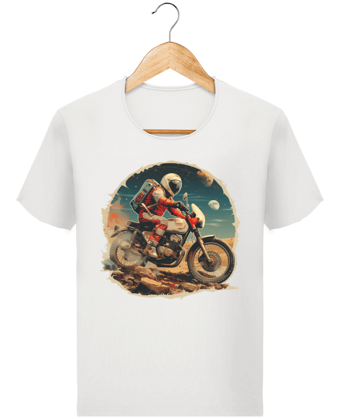  T-shirt Homme vintage Un astronaute sur une moto par KronoArt