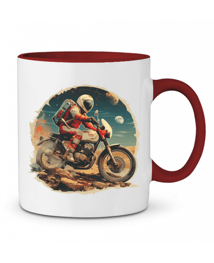 Mug bicolore Un astronaute sur une moto KronoArt