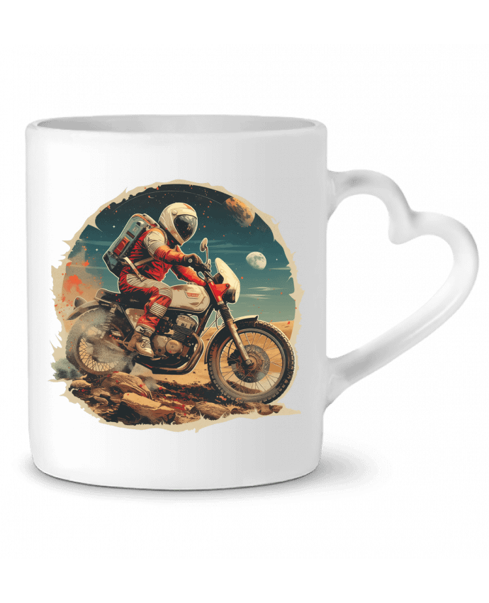 Mug coeur Un astronaute sur une moto par KronoArt