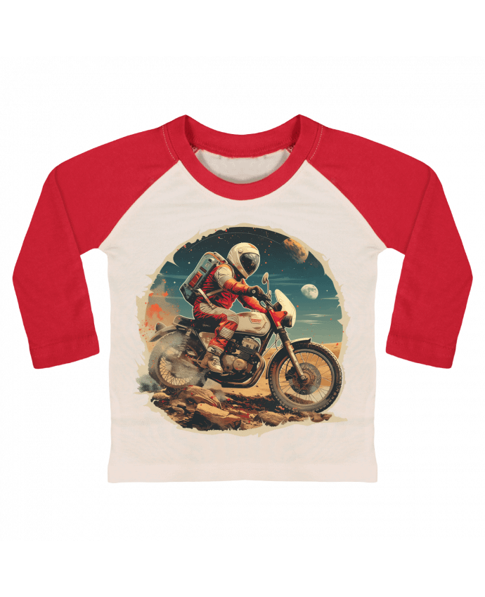 Tee-shirt Bébé Baseball ML Un astronaute sur une moto par KronoArt