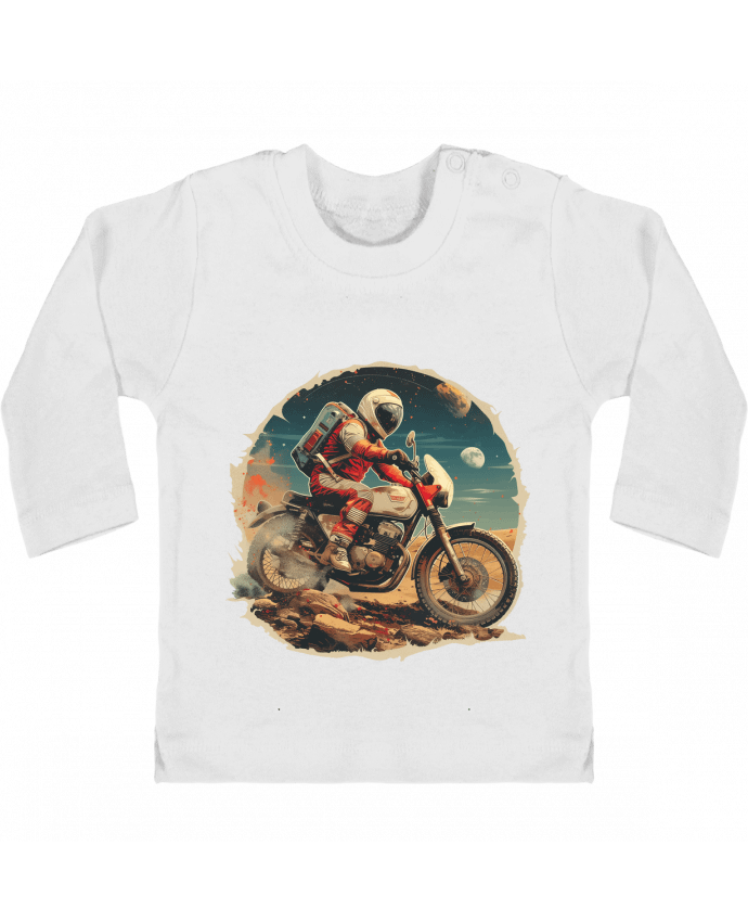 T-shirt bébé Un astronaute sur une moto manches longues du designer KronoArt