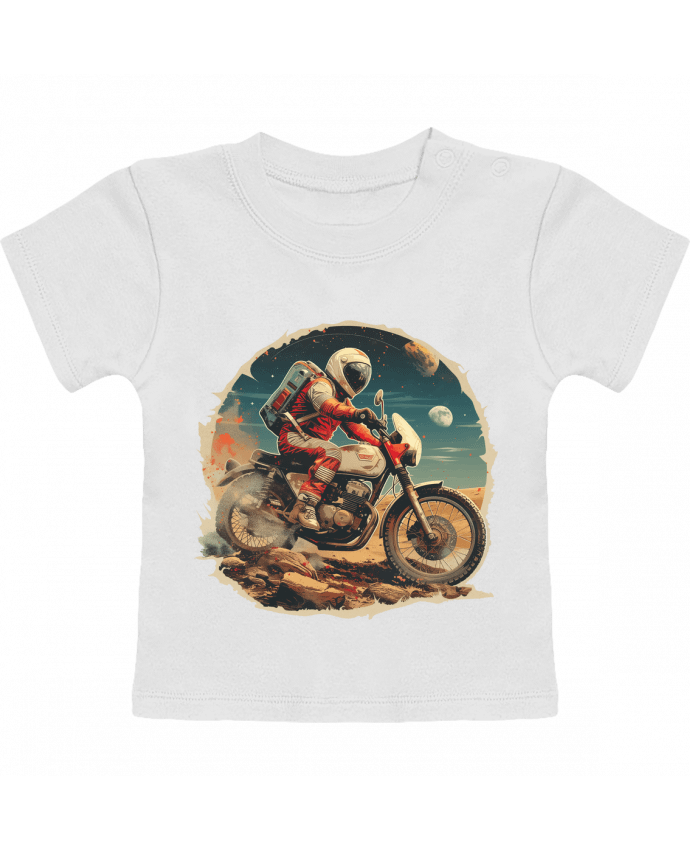 T-shirt bébé Un astronaute sur une moto manches courtes du designer KronoArt