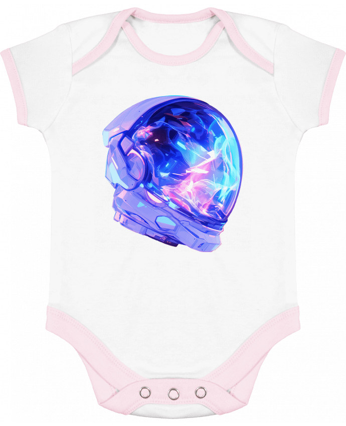 Body bébé manches contrastées Casque d'Astronaute par KronoArt