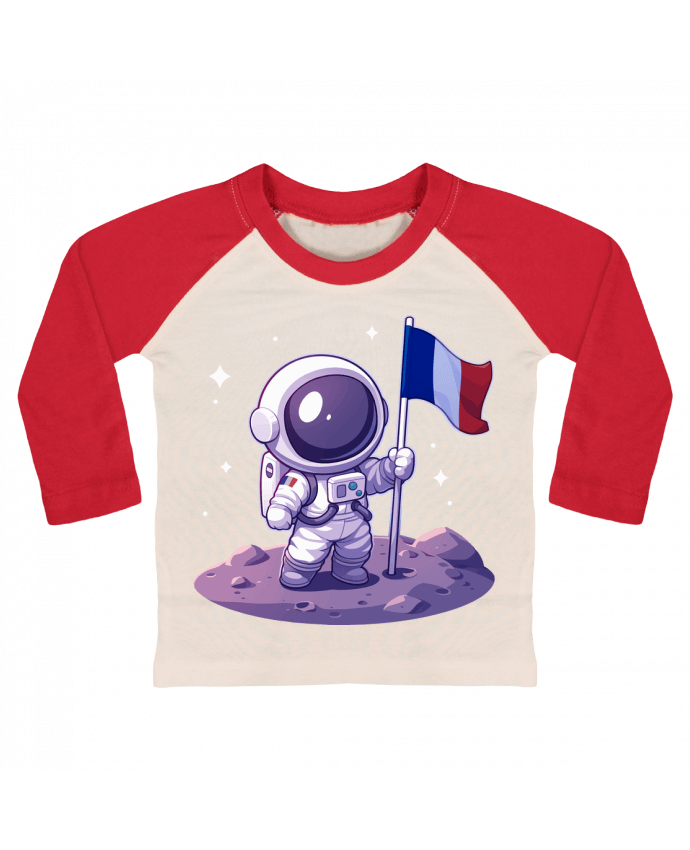 Tee-shirt Bébé Baseball ML Astronaute Français par KronoArt