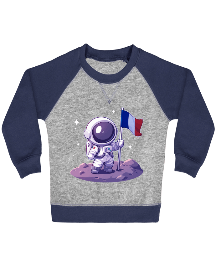 Sweat bébé manches contrastée Astronaute Français par KronoArt