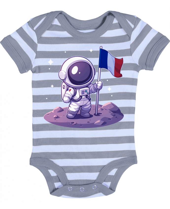 Body Bébé Rayé Astronaute Français - KronoArt