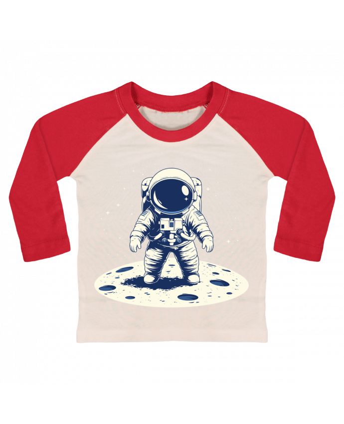 Tee-shirt Bébé Baseball ML Un Astronaute sue la Lune par KronoArt