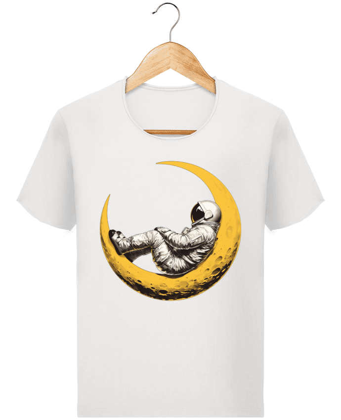  T-shirt Homme vintage Un astronaute sur un croissant de Lune par KronoArt