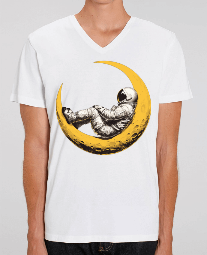 T-shirt homme Un astronaute sur un croissant de Lune par KronoArt