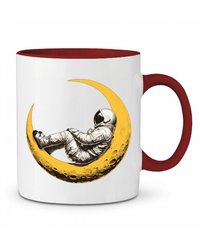 Mug bicolore Un astronaute sur un croissant de Lune KronoArt