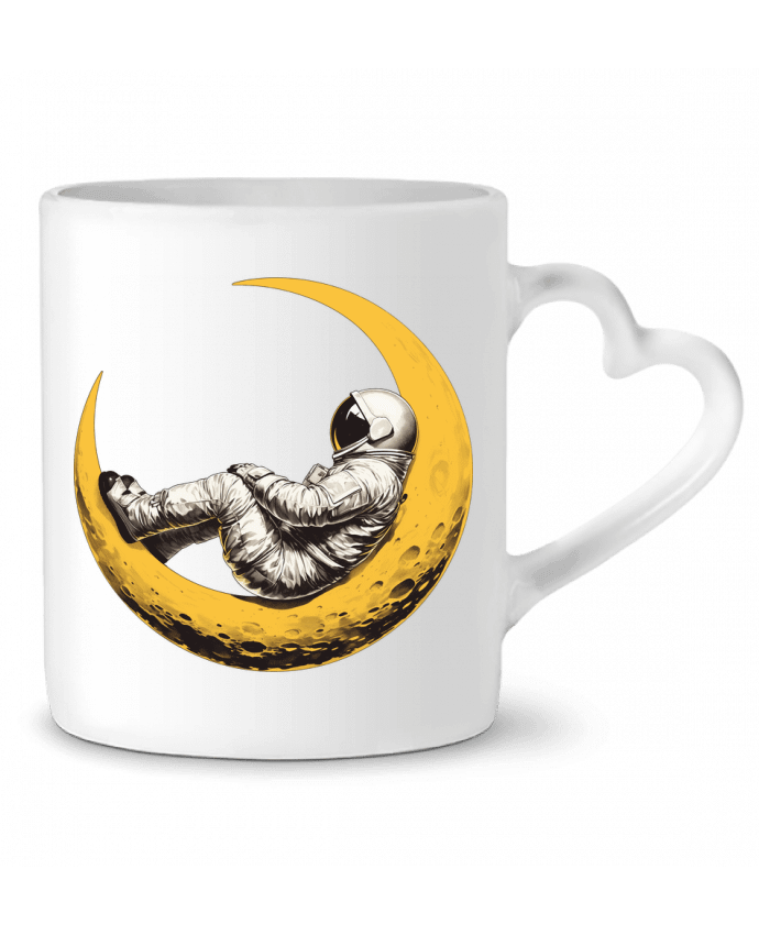 Mug coeur Un astronaute sur un croissant de Lune par KronoArt