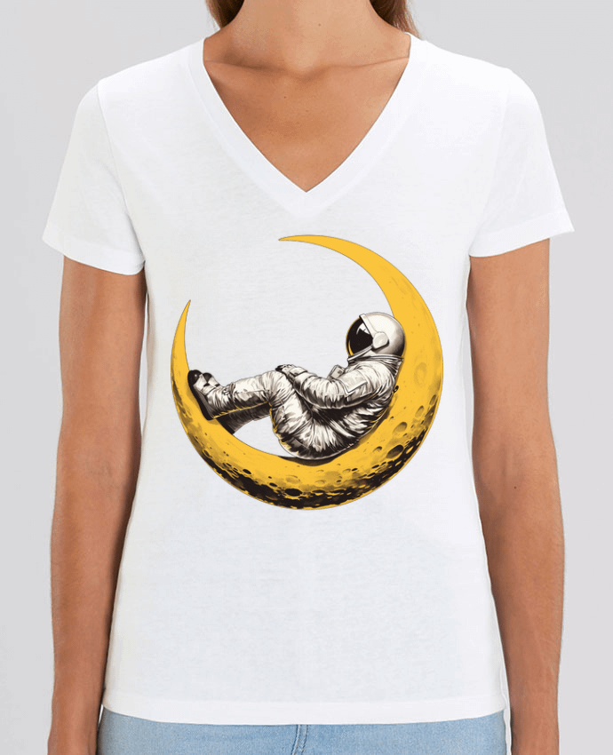 Tee-shirt femme Un astronaute sur un croissant de Lune Par  KronoArt