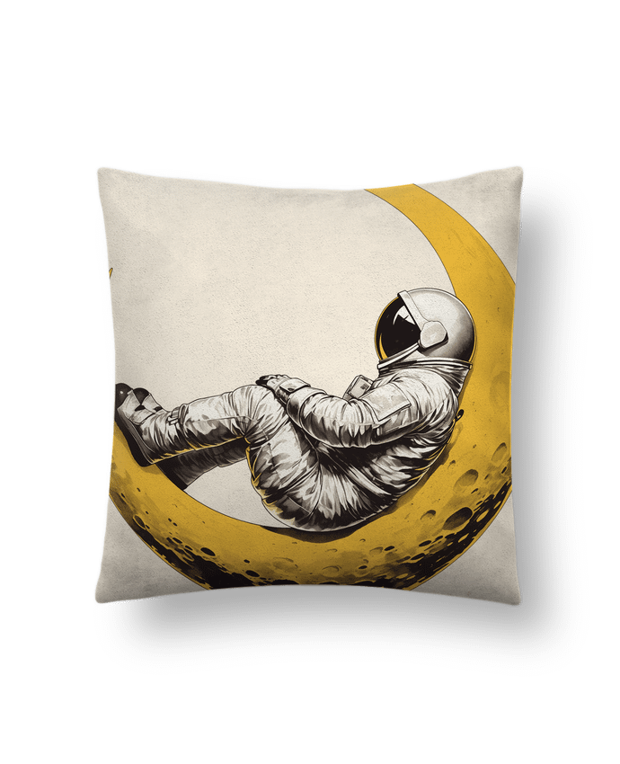 Coussin suédine Un astronaute sur un croissant de Lune par KronoArt