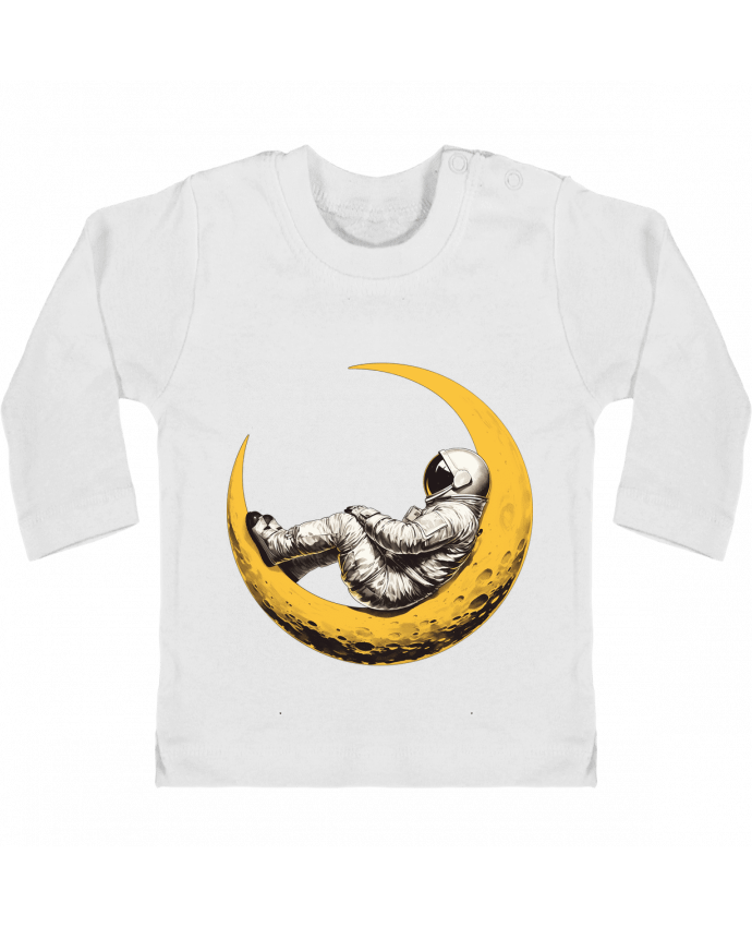 T-shirt bébé Un astronaute sur un croissant de Lune manches longues du designer KronoArt