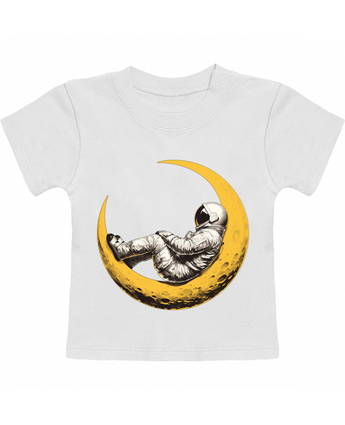 T-shirt bébé Un astronaute sur un croissant de Lune manches courtes du designer KronoArt