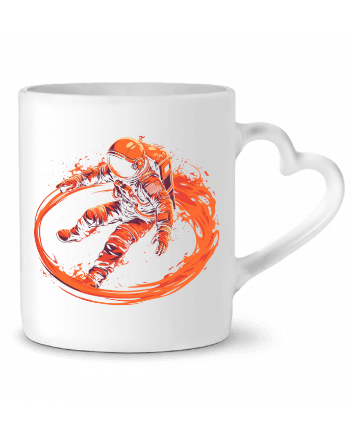 Mug coeur Astronaute encerclé par des flammes par KronoArt