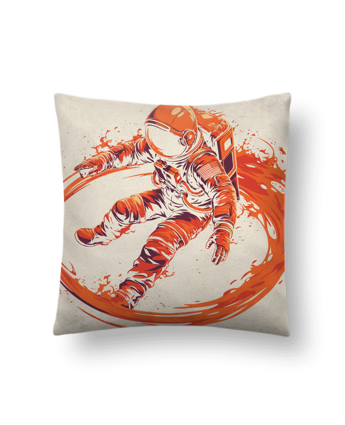 Coussin suédine Astronaute encerclé par des flammes par KronoArt