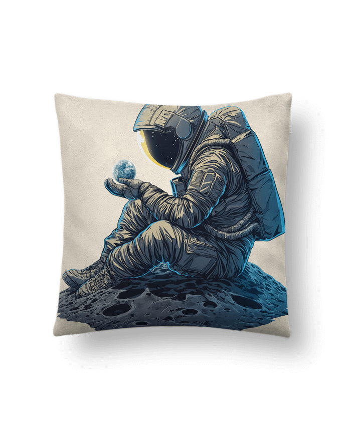 Coussin suédine Un astronaute observe la Terre par KronoArt