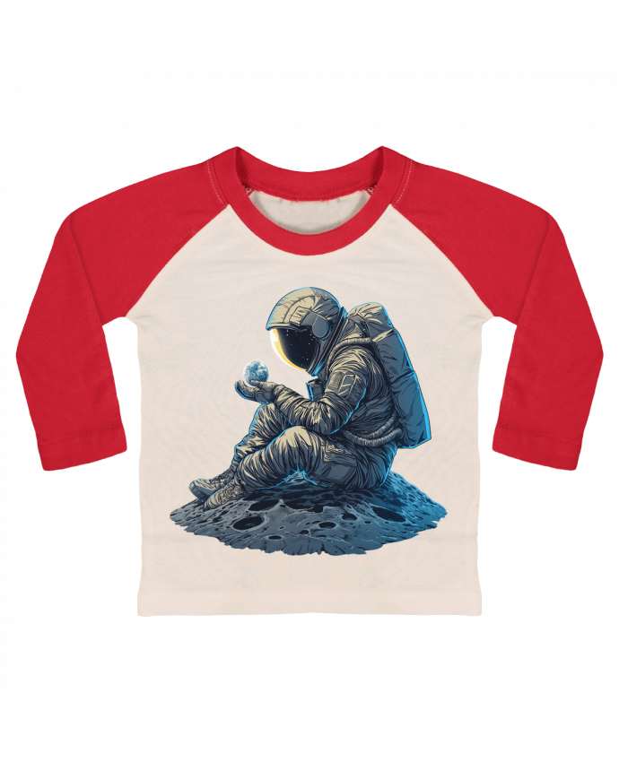 Tee-shirt Bébé Baseball ML Un astronaute observe la Terre par KronoArt