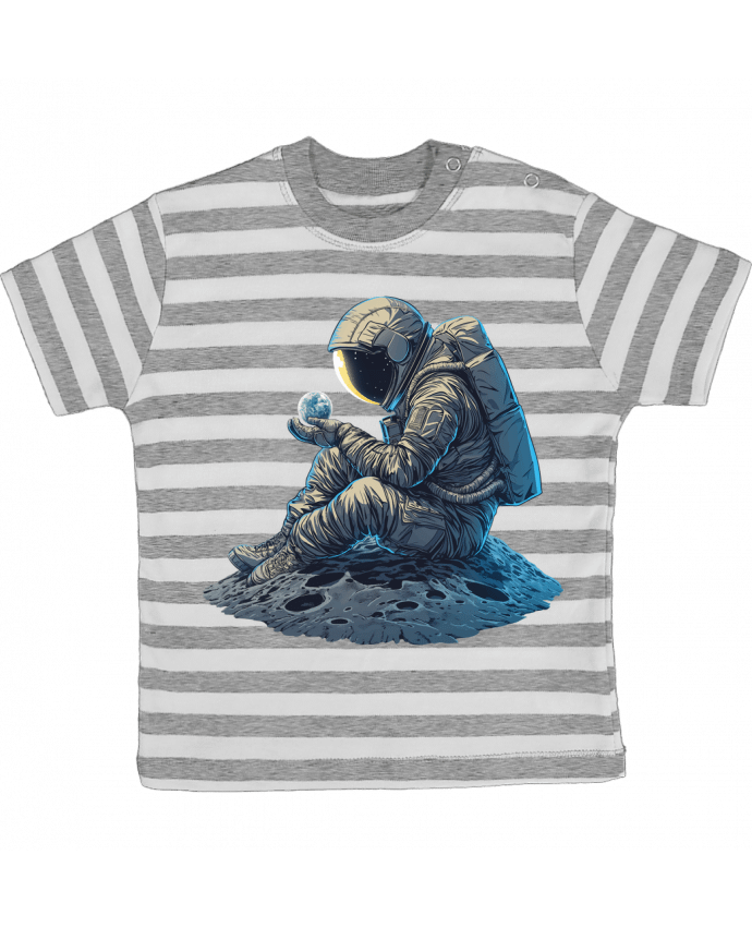 Tee-shirt bébé à rayures Un astronaute observe la Terre par KronoArt