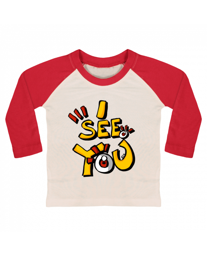 Tee-shirt Bébé Baseball ML I see you par Geia