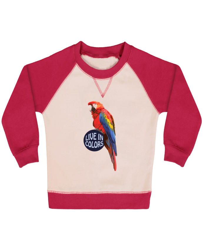 Sweatshirt Baby crew-neck sleeves contrast raglan Perroquet - Live in colors by justsayin