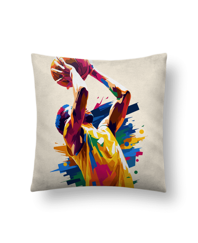 Coussin suédine Homme qui fait du basket par KronoArt