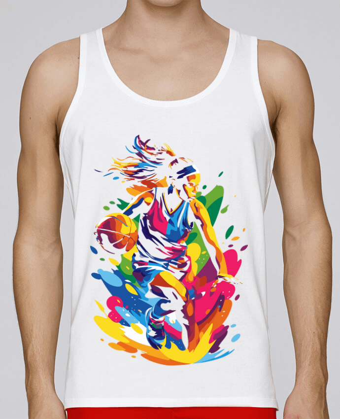 Camiseta de tirantes algodón orgánico hombre Stanley Runs Femme qui fait du basket por KronoArt 100% coton bio