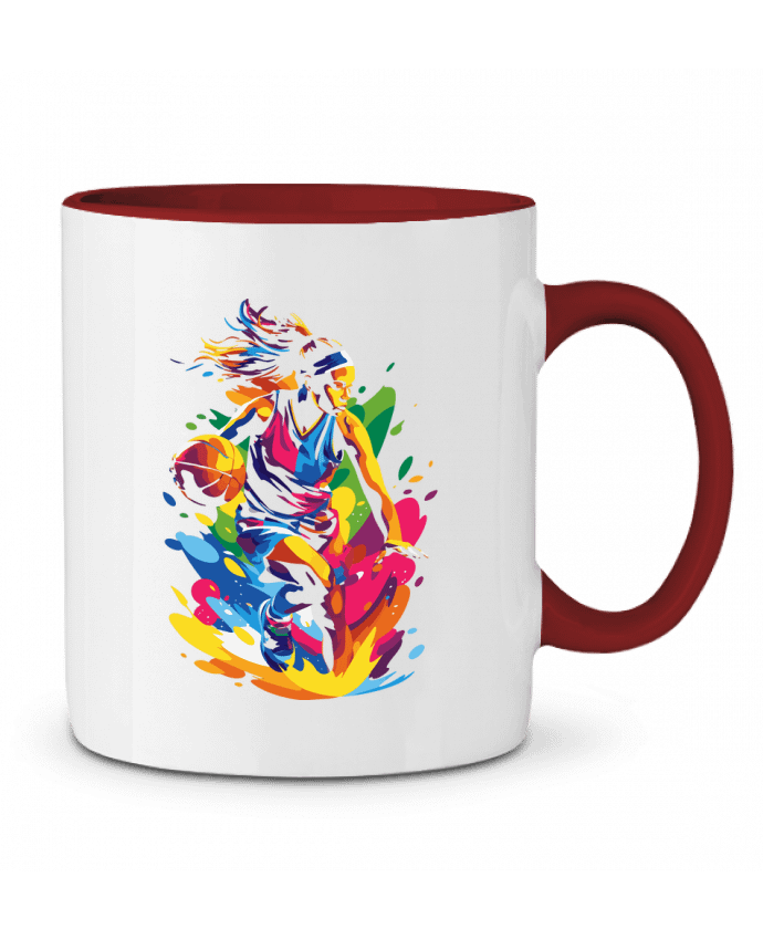 Mug bicolore Femme qui fait du basket KronoArt