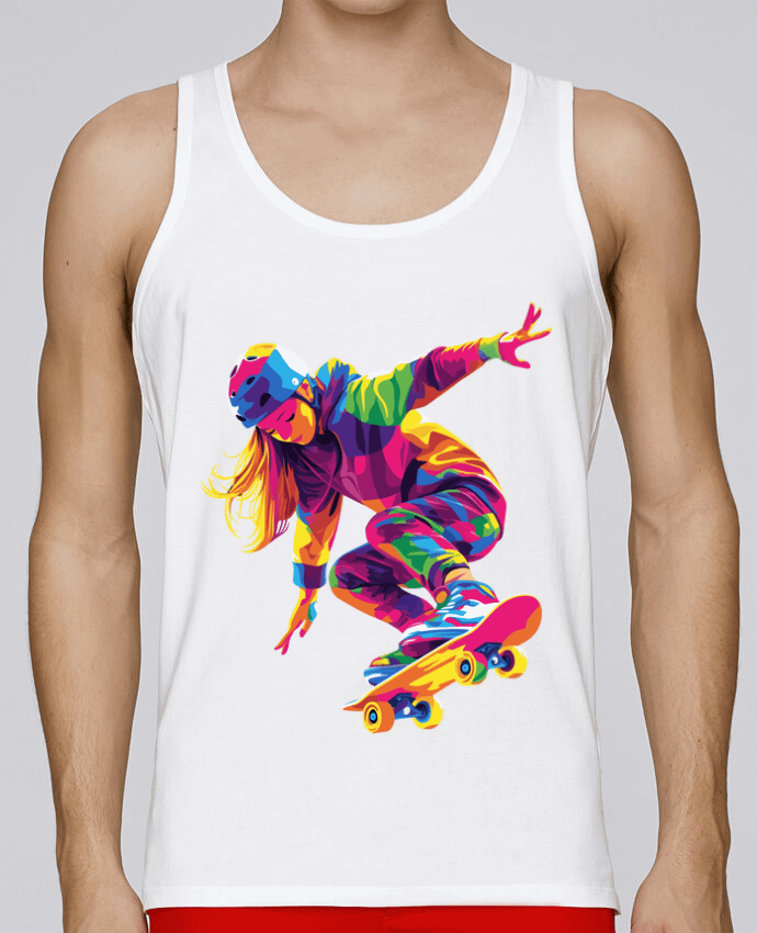 Débardeur homme Femme qui fait du Skate par KronoArt 100% coton bio