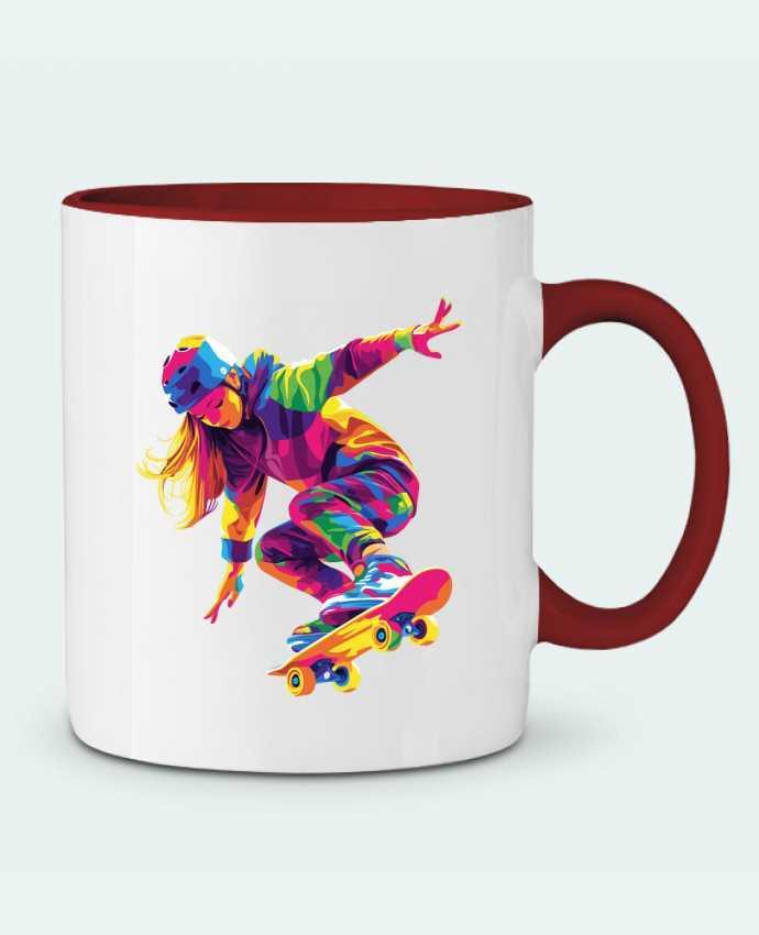 Mug bicolore Femme qui fait du Skate KronoArt