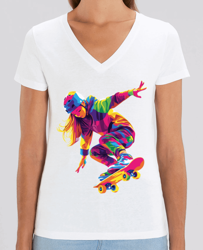 Tee-shirt femme Femme qui fait du Skate Par  KronoArt