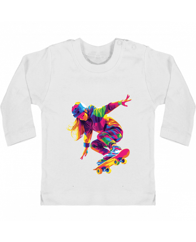 T-shirt bébé Femme qui fait du Skate manches longues du designer KronoArt