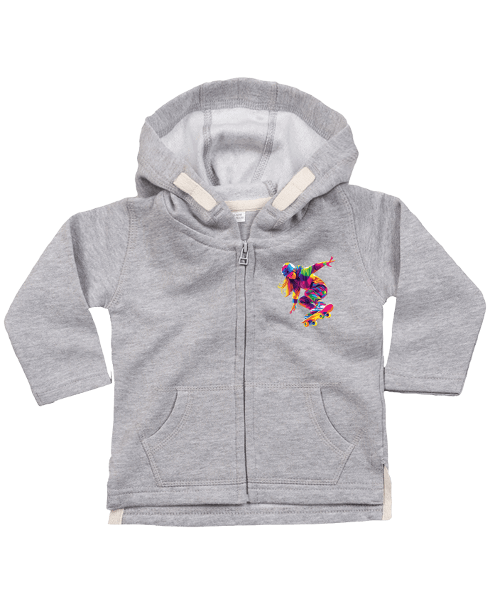 Sweat à capuche bébé zippé Femme qui fait du Skate par KronoArt