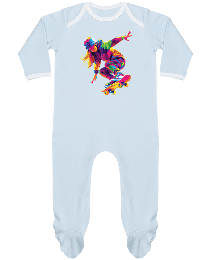 Body Pyjama Bébé Femme qui fait du Skate par KronoArt