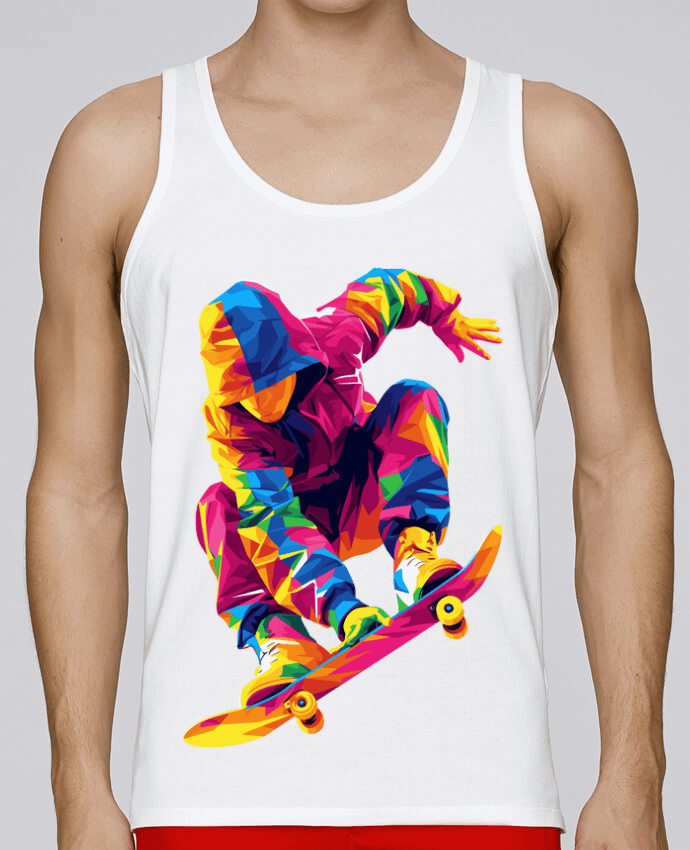 Débardeur homme Homme qui fait du Skate par KronoArt 100% coton bio
