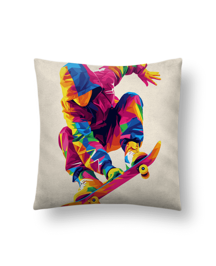 Coussin suédine Homme qui fait du Skate par KronoArt