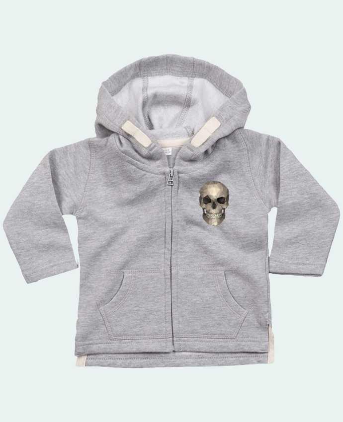 Hoddie with zip for baby Polygons skull by justsayin