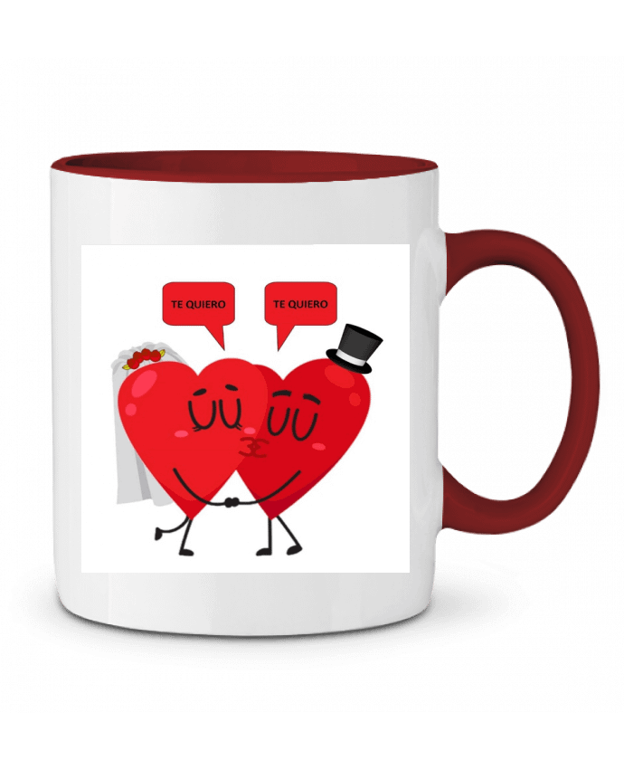 Mug bicolore Novia y novio de corazones casándose azulymalva