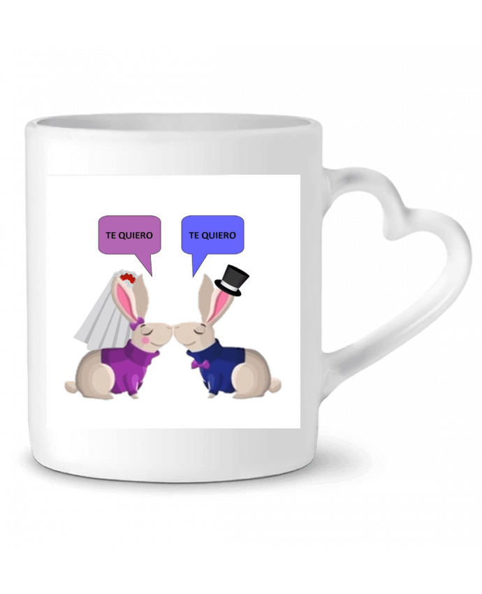 Mug coeur Novia y novio de conejos casándose par azulymalva