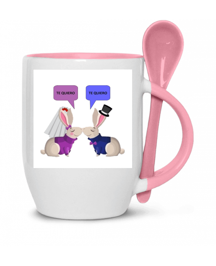  Tasse cuillère Novia y novio de conejos casándose par azulymalva