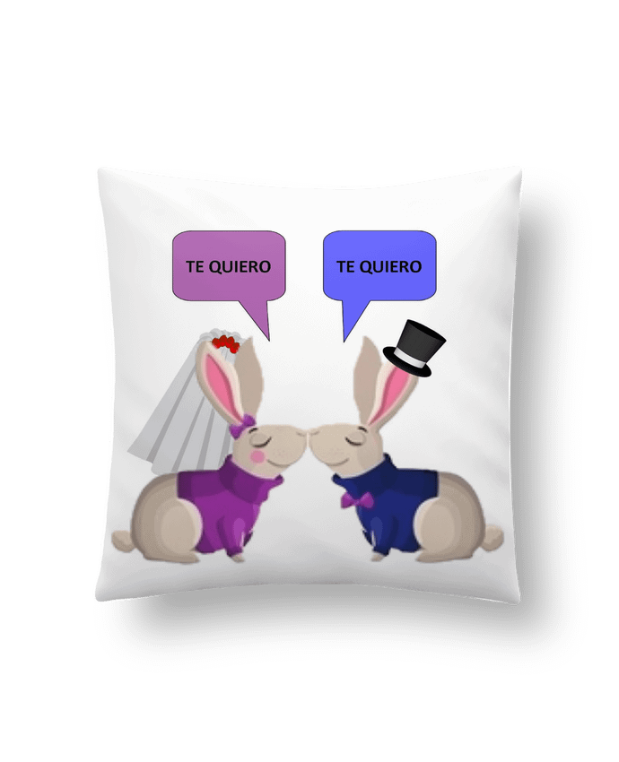 Coussin Novia y novio de conejos casándose par azulymalva