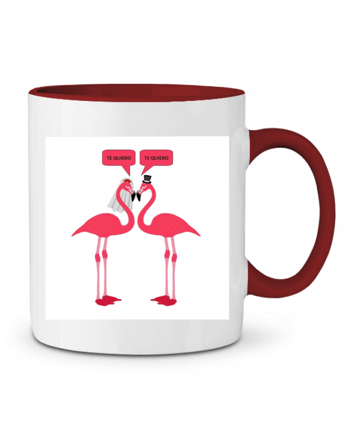 Mug bicolore Novia y novio de flamencos casándose azulymalva