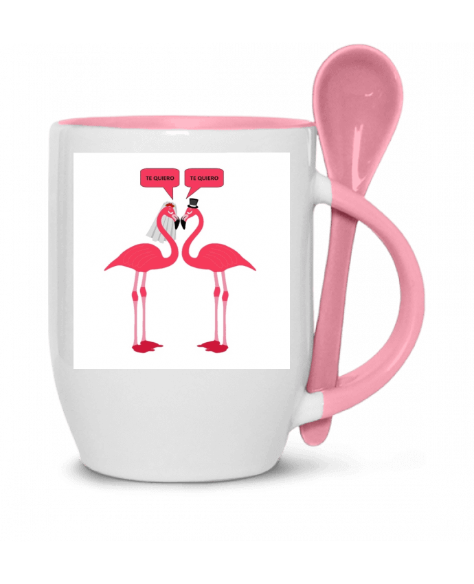  Tasse cuillère Novia y novio de flamencos casándose par azulymalva