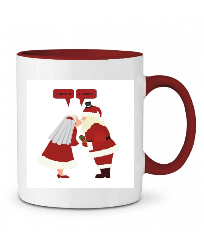 Mug bicolore Novia mamá Noel y novio papá Noel casándose azulymalva