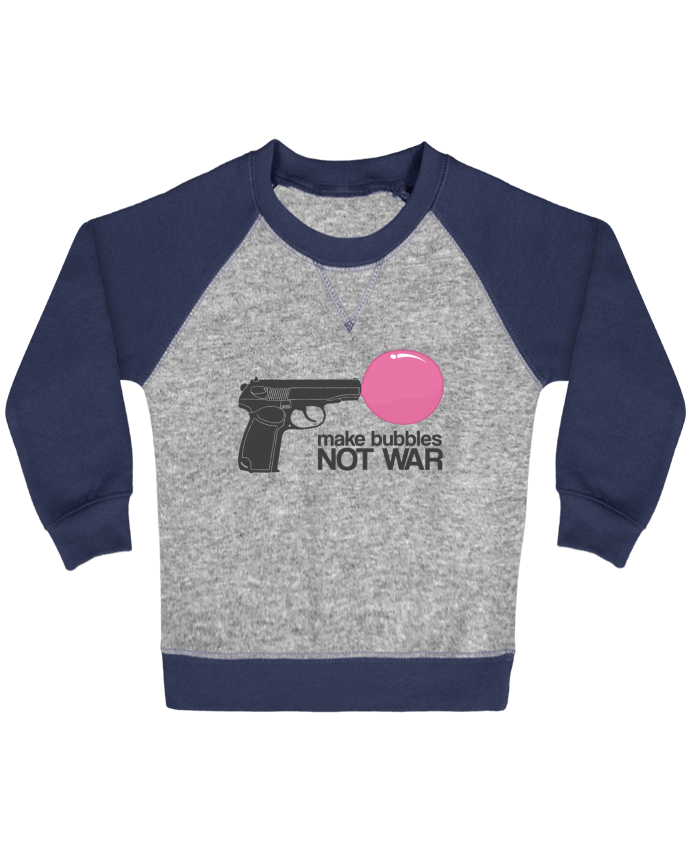 Sweat bébé manches contrastée Make bubbles NOT WAR par justsayin