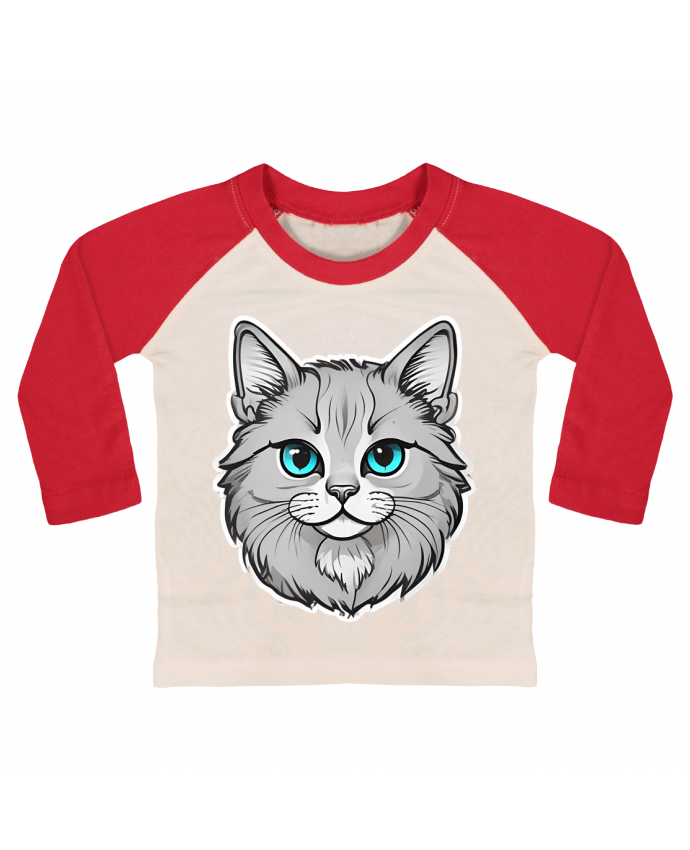 Tee-shirt Bébé Baseball ML Tete de chat par SG LXXXIII